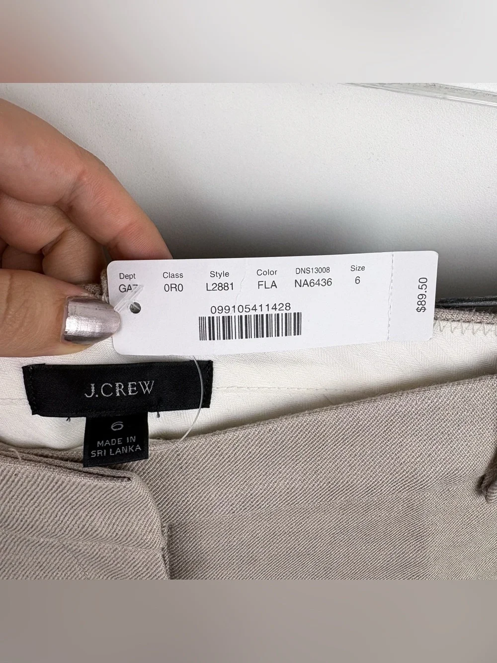 J. Crew Peyton Pant Stretch Linen Flax Beige NEW 6 Wide Leg Trouser Crop Cream